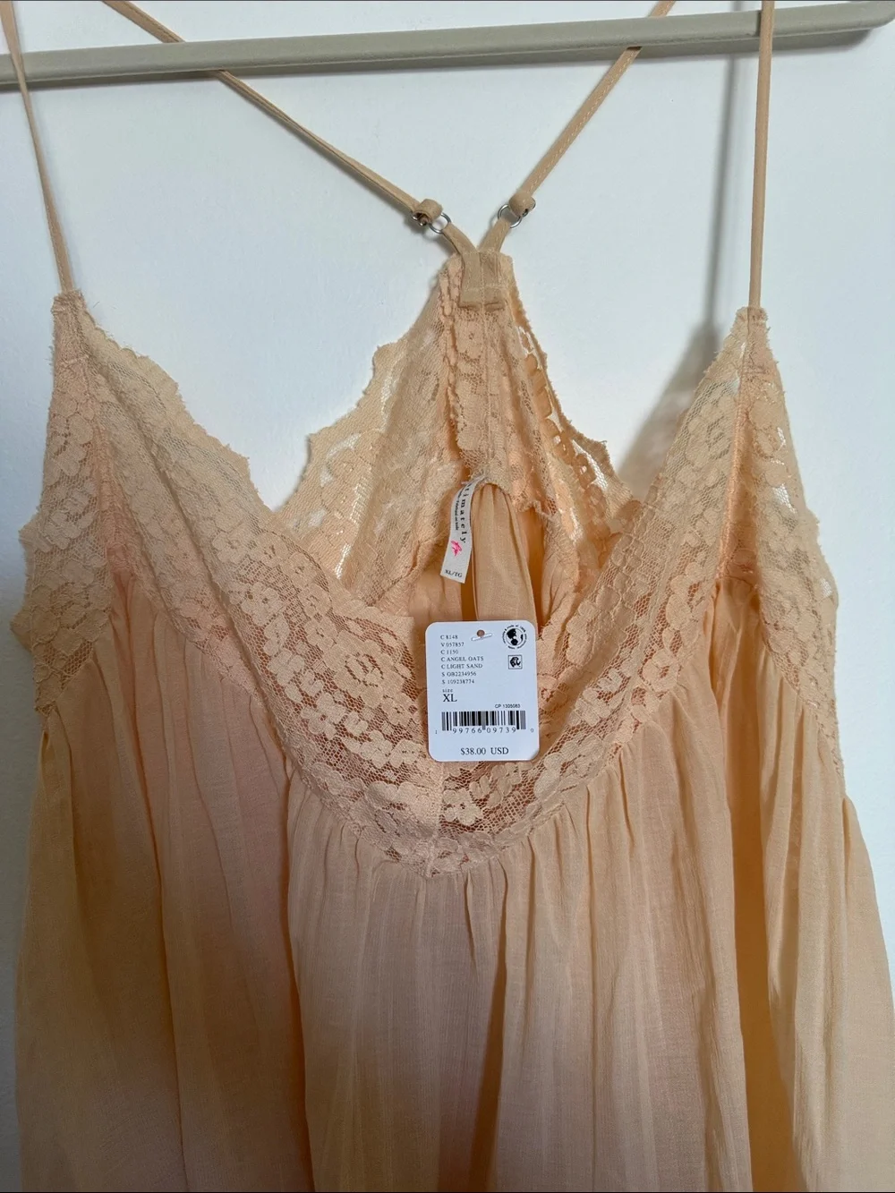 Delicate Lace Trim Peach Cami Top